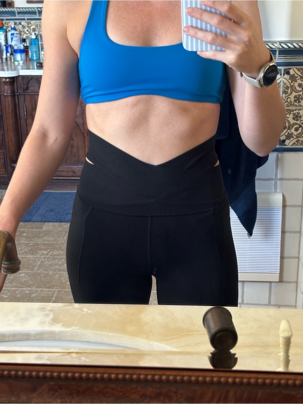 Athleta Black High-Waist V-Band Leggings with Cutout Detail